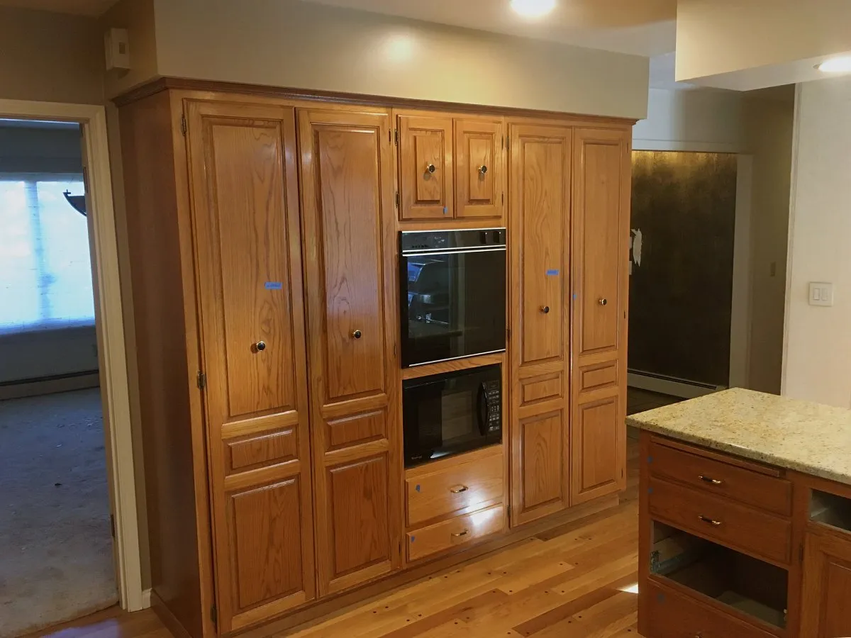 Original NE Portland kitchen with oak cabinetry before the remodel
